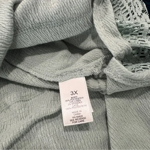 LOGO Linens Lori Goldstein Sleeveless Aqua Teal Midi Dress Lace Hem Flowy 3X - Picture 10 of 12